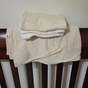 Handmade Baby Blanket And Burp Cloth Set - Gender Neutral Stipes